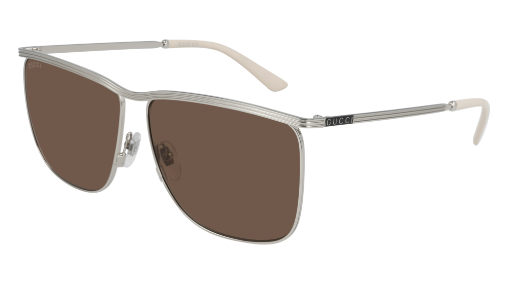 Gucci Sunglass Man Silver Silver Brown