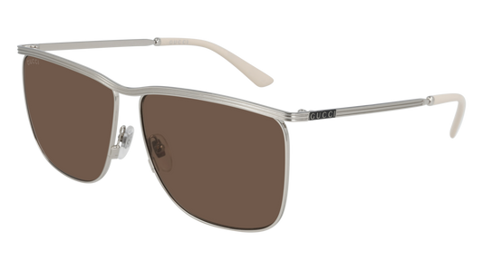 Gucci Sunglass Man Silver Silver Brown