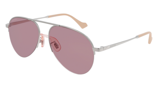 Gucci Sunglass Man Silver Silver Pink