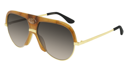 Gucci Sunglass Unisex Havana Gold Brown