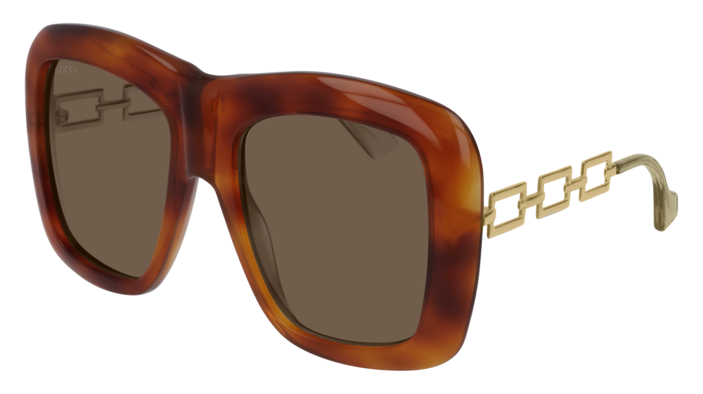 Gucci Sunglass Unisex Havana Gold Brown