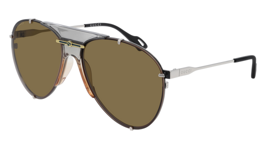 Gucci Sunglass Unisex Silver Silver Brown