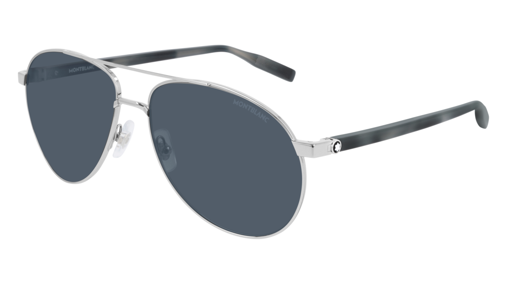 Montblanc Sunglass Man Silver Havana Blue