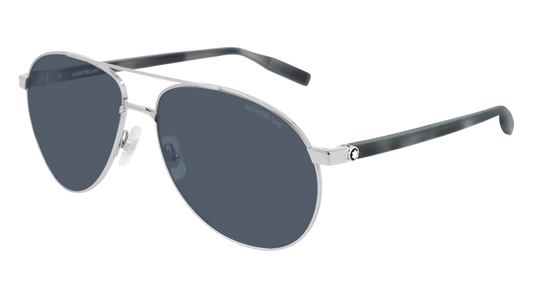 Montblanc Sunglass Man Silver Havana Blue