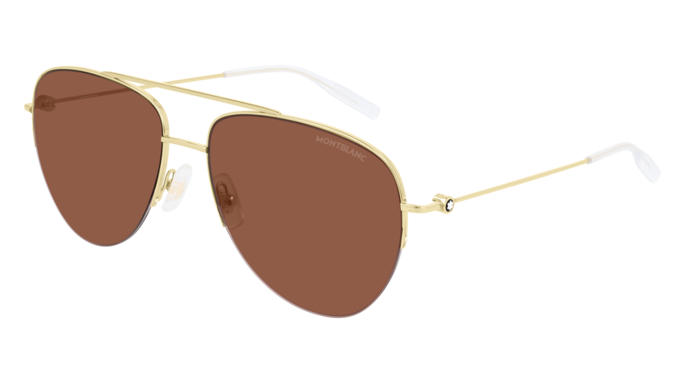 Montblanc Sunglass Man Gold Gold Brown