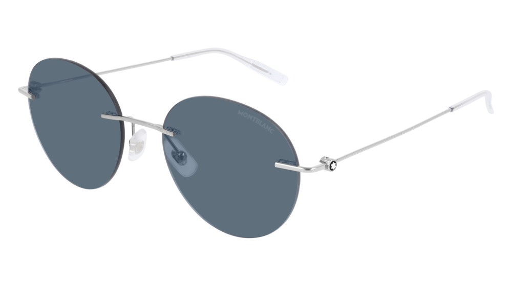 Montblanc Sunglass Man Silver Silver Blue