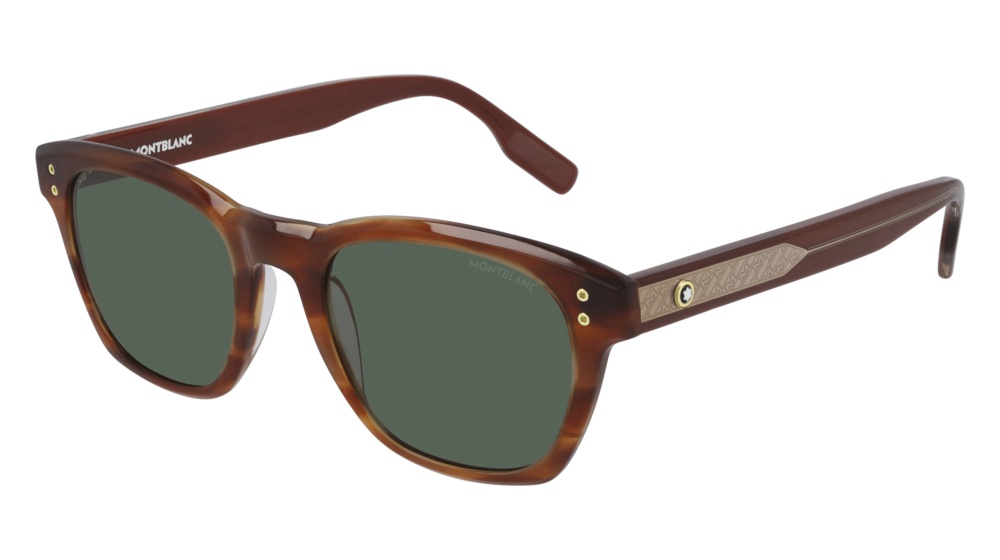 Montblanc Sunglass Man Havana Brown Green