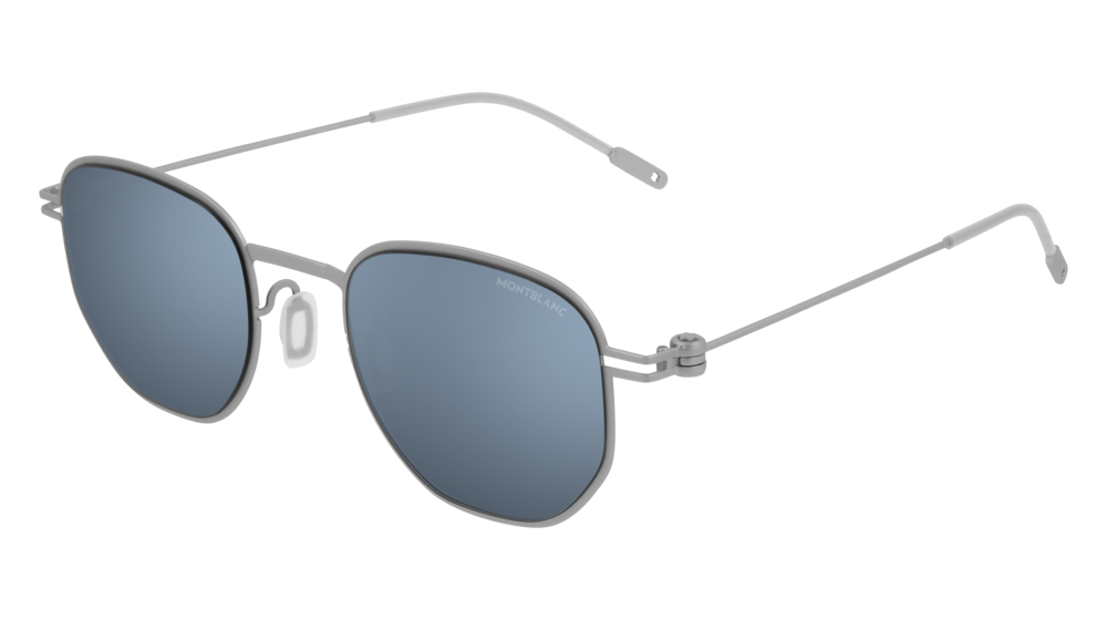 Montblanc Sunglass Man Silver Silver Blue