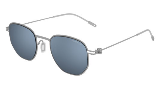 Montblanc Sunglass Man Silver Silver Blue