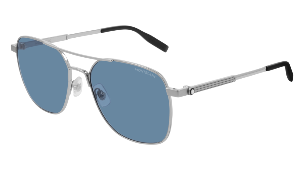 Montblanc Sunglass Man Silver Silver Blue