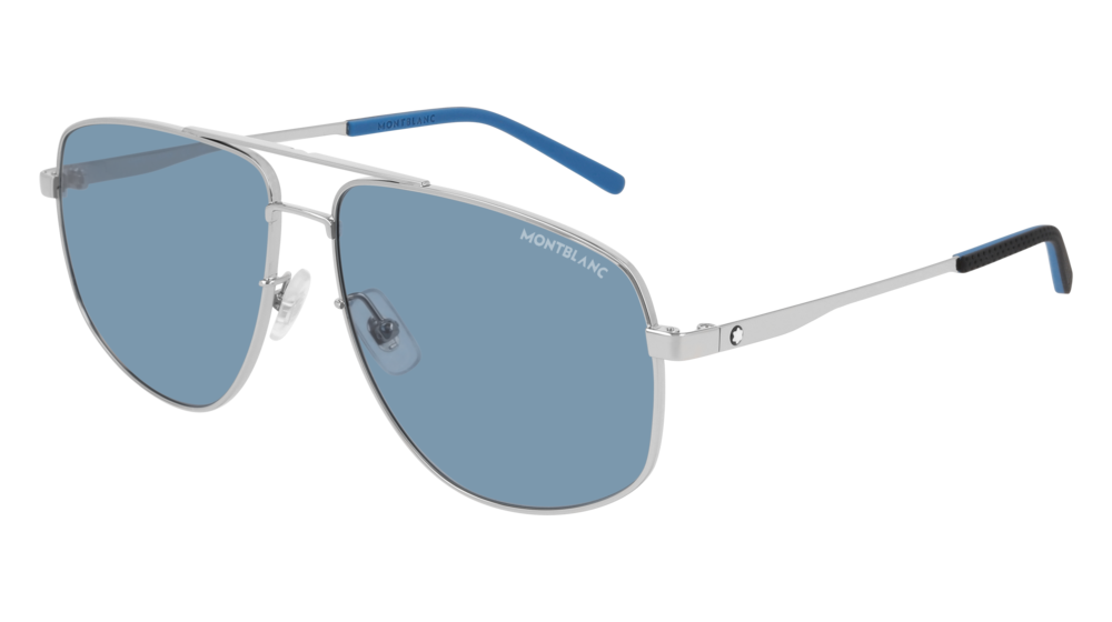 Montblanc Sunglass Man Silver Silver Blue