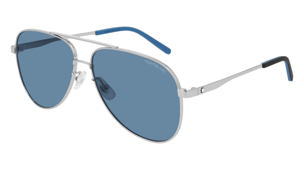 Montblanc Sunglass Man Silver Silver Blue