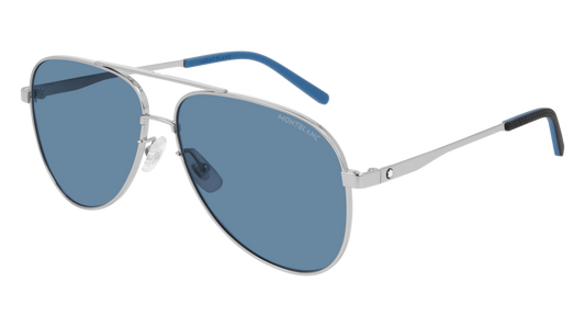 Montblanc Sunglass Man Silver Silver Blue