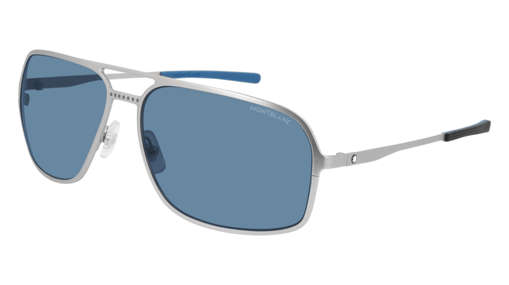 Montblanc Sunglass Man Silver Silver Blue