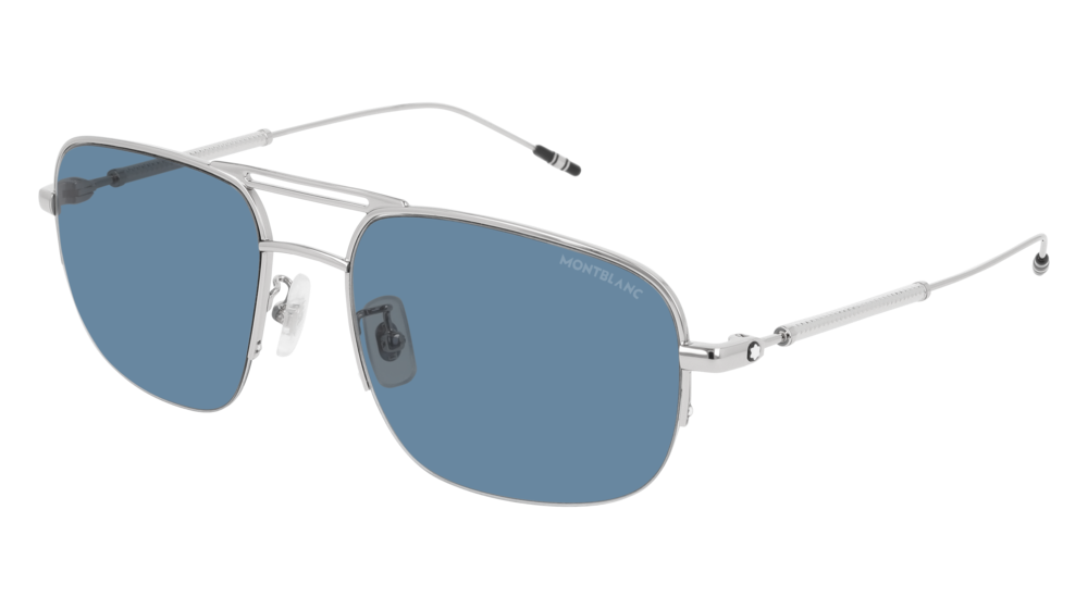 Montblanc Sunglass Man Silver Silver Blue