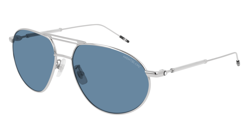 Montblanc Sunglass Man Silver Silver Blue