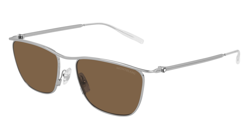 Montblanc Sunglass Man Silver Silver Brown