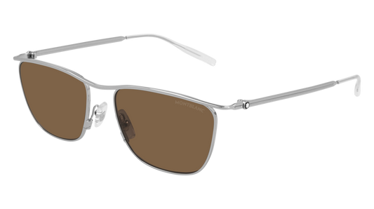 Montblanc Sunglass Man Silver Silver Brown