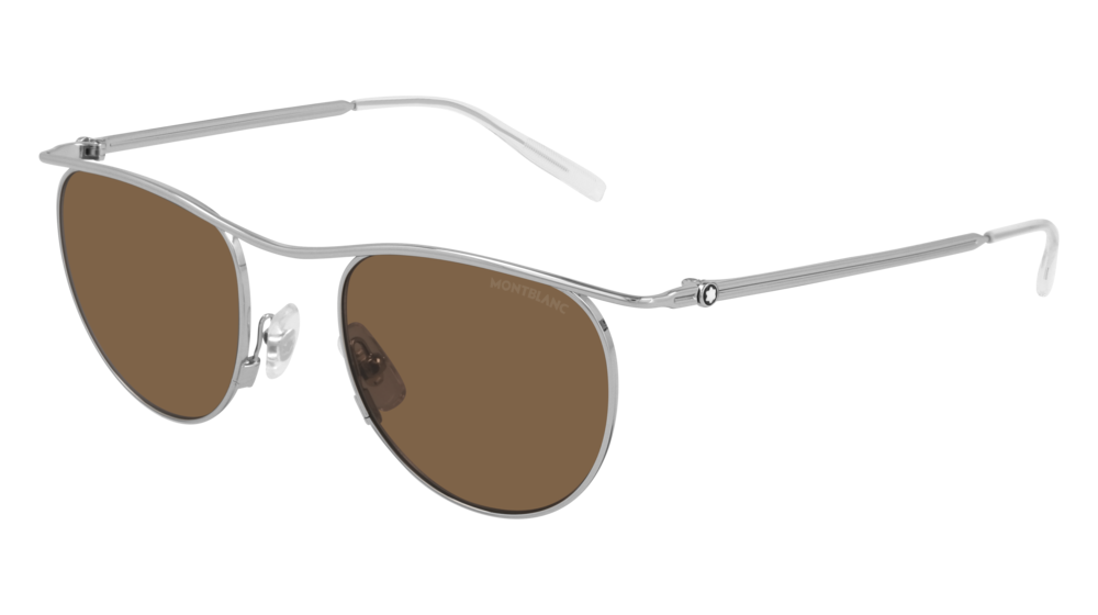 Montblanc Sunglass Man Silver Silver Brown