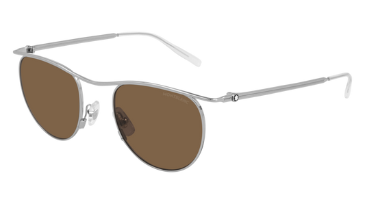 Montblanc Sunglass Man Silver Silver Brown