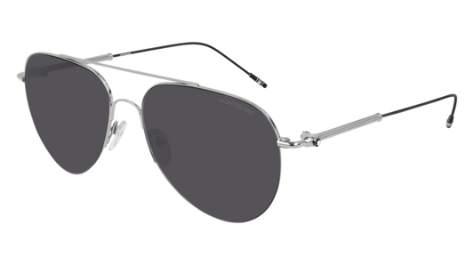 Montblanc Sunglass Man Silver Silver Grey