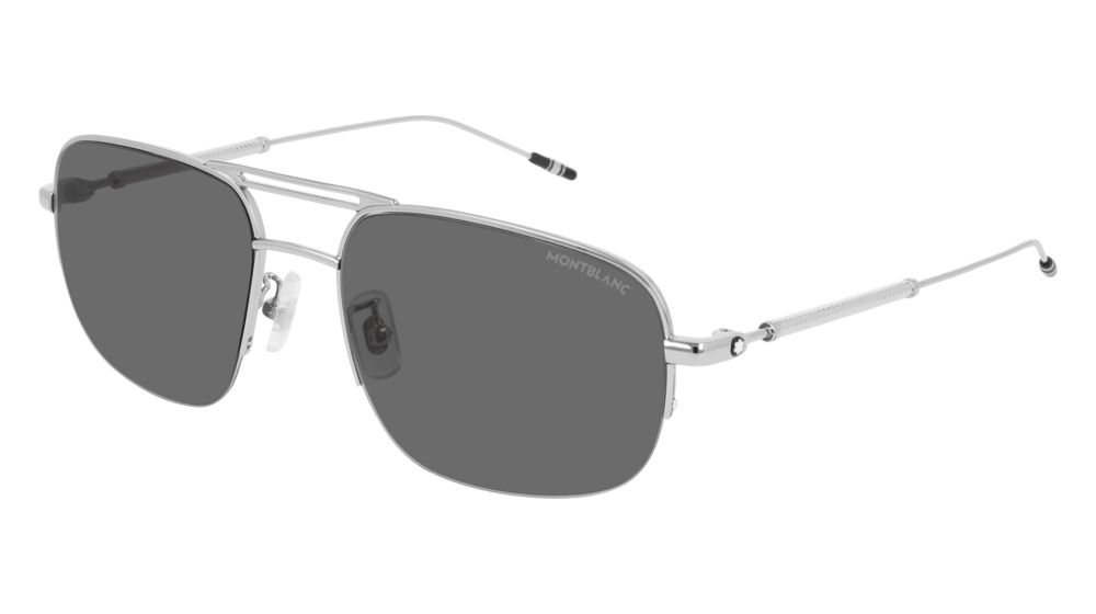 Montblanc Sunglass Man Silver Silver Grey