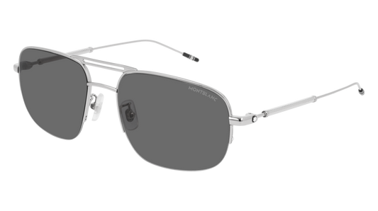 Montblanc Sunglass Man Silver Silver Grey