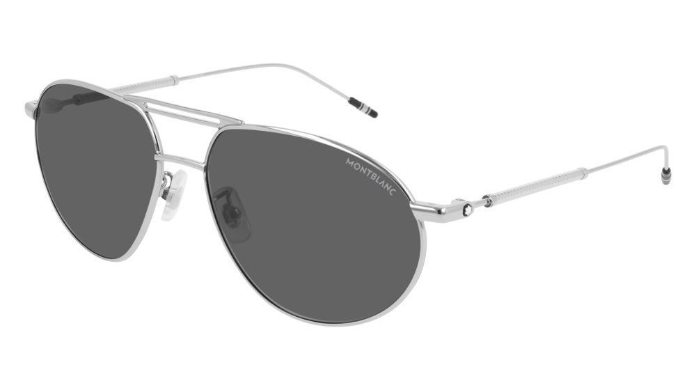 Montblanc Sunglass Man Silver Silver Grey