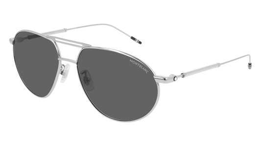 Montblanc Sunglass Man Silver Silver Grey