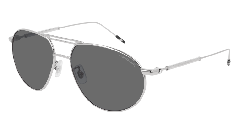 Montblanc Sunglass Man Silver Silver Grey