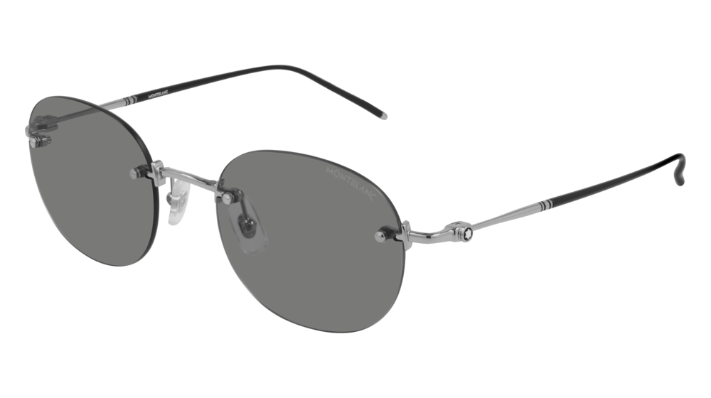 Montblanc Sunglass Man Silver Silver Grey