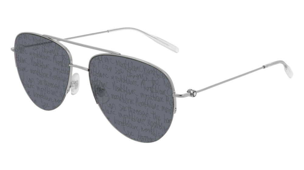 Montblanc Sunglass Man Silver Silver Smoke