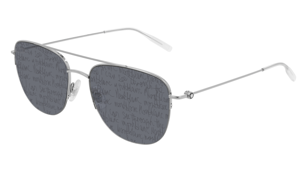 Montblanc Sunglass Man Silver Silver Smoke