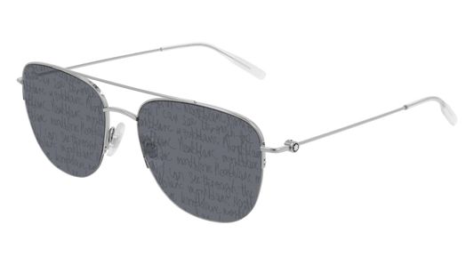 Montblanc Sunglass Man Silver Silver Smoke