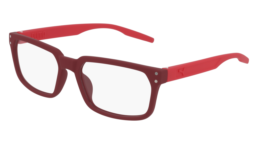 Puma Optical Frame Unisex Burgundy Red Transparent