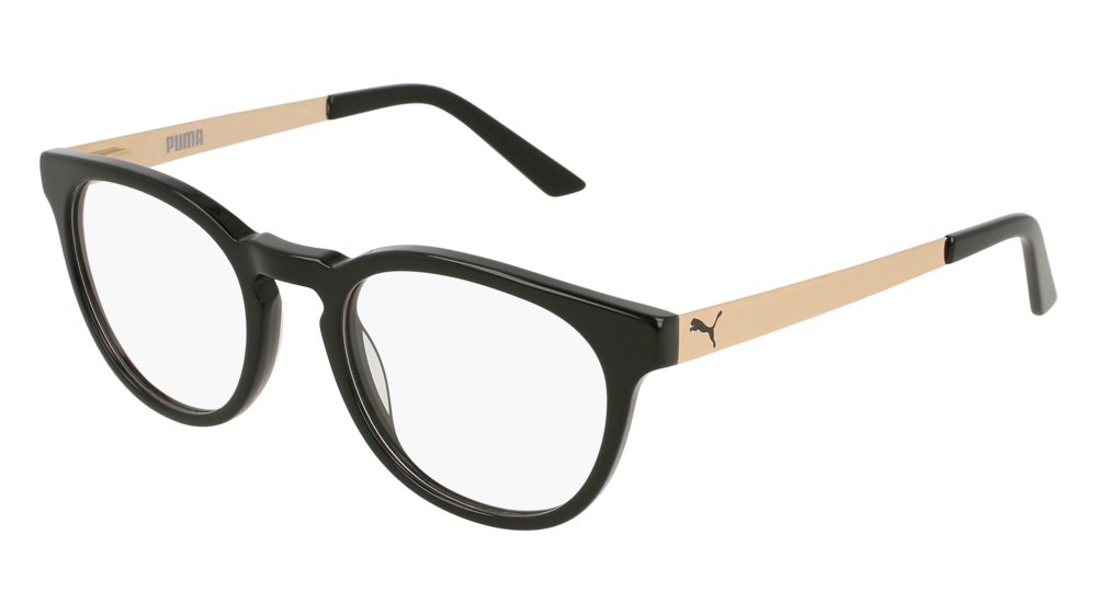 Puma Optical Frame Unisex Black Gold Transparent