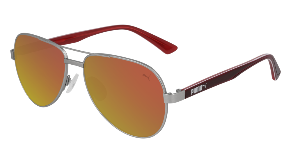 Puma Sunglass Kid Silver Burgundy Red