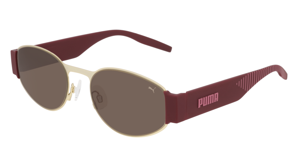 Puma Sunglass Woman Gold Burgundy Brown