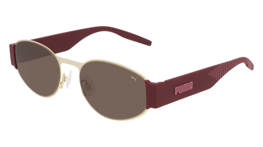 Puma Sunglass Woman Gold Burgundy Brown