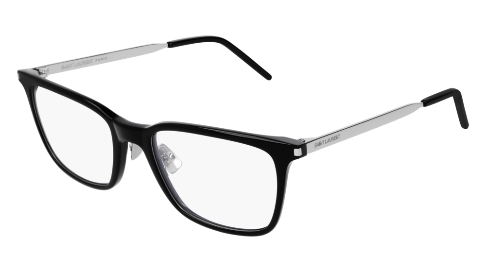 Saint Laurent Optical Frame Man Black Silver Transparent