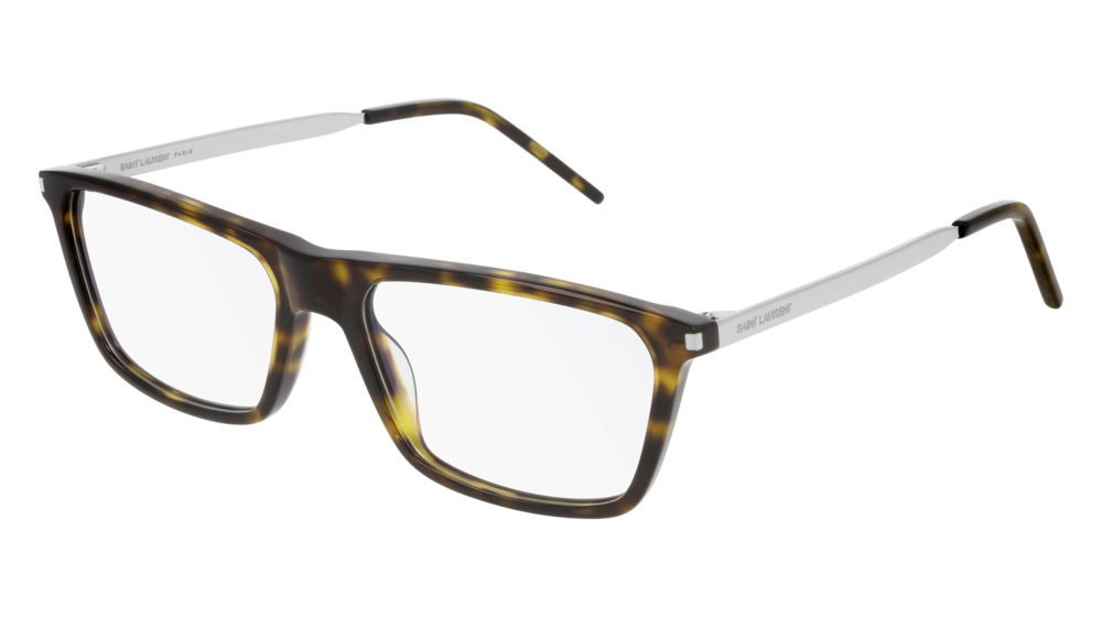 Saint Laurent Optical Frame Man Havana Silver Transparent