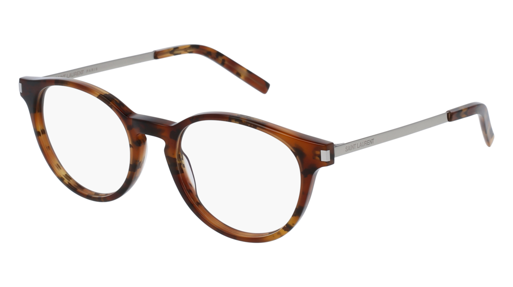 Saint Laurent Optical Frame Unisex Havana Silver Transparent