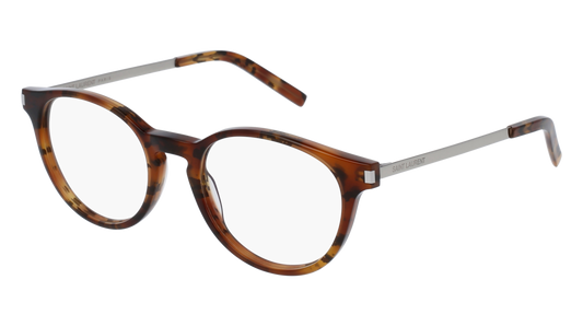 Saint Laurent Optical Frame Unisex Havana Silver Transparent