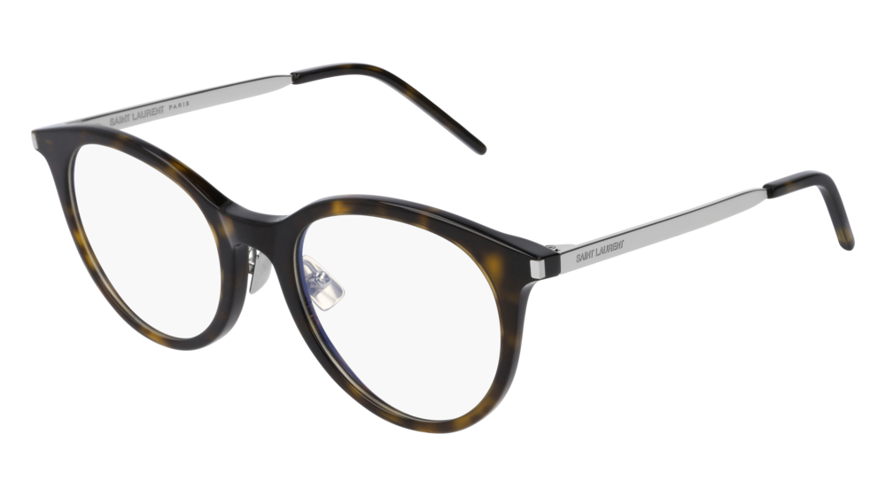 Saint Laurent Optical Frame Unisex Havana Silver Transparent