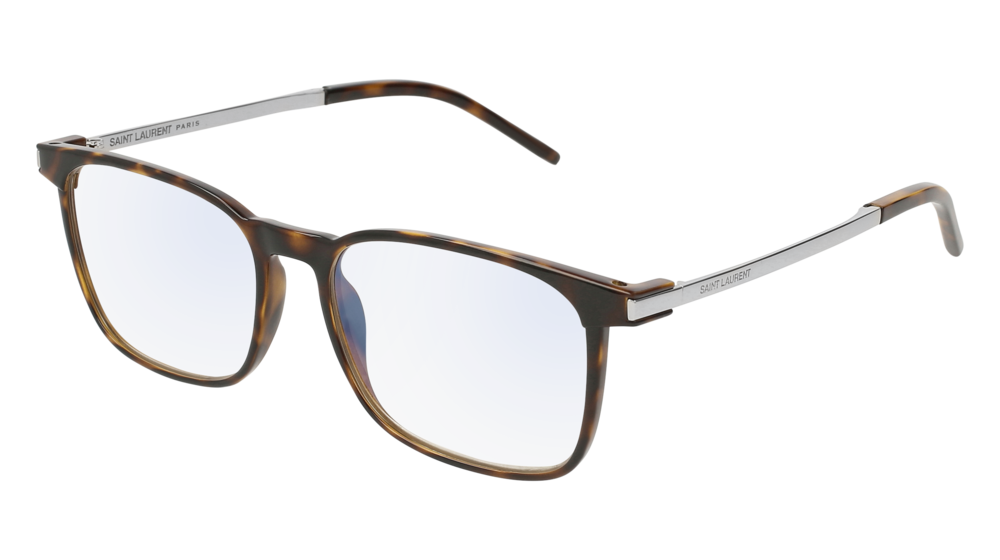 Saint Laurent Optical Frame Unisex Havana Silver Transparent