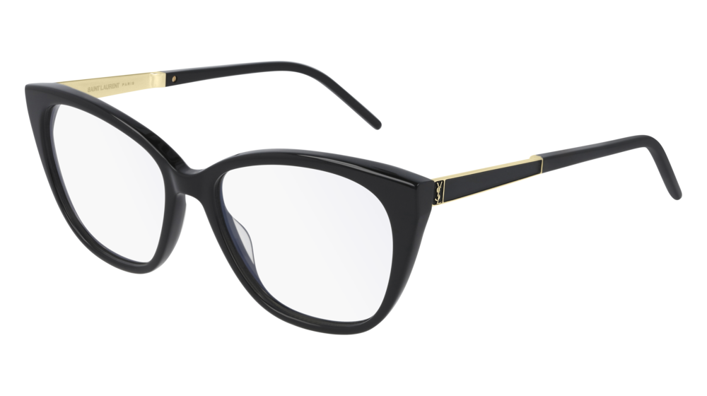 Saint Laurent Optical Frame Woman Black Gold Transparent