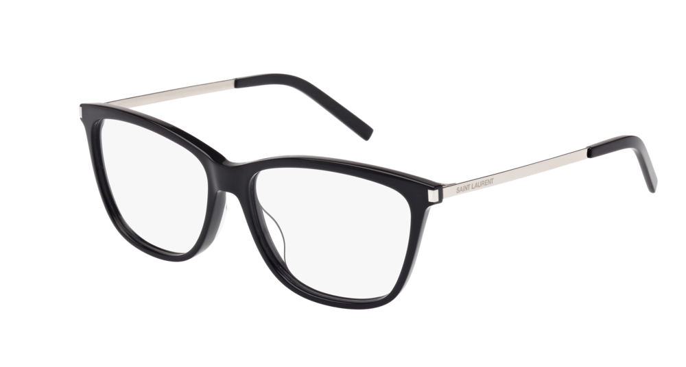 Saint Laurent Optical Frame Woman Black Silver Transparent