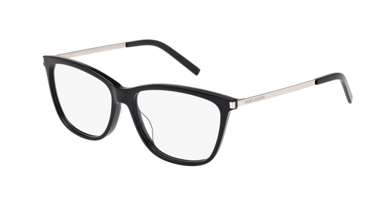 Saint Laurent Optical Frame Woman Black Silver Transparent