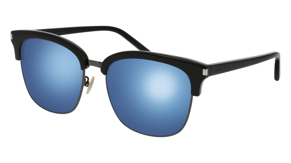 Saint Laurent Sunglass Man Black Black Blue