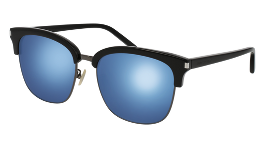 Saint Laurent Sunglass Man Black Black Blue